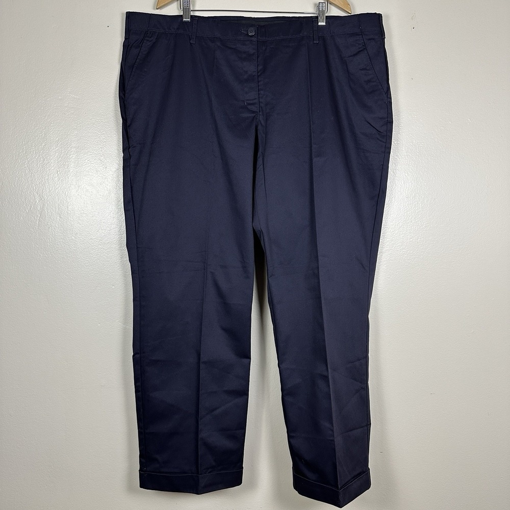 Lands End Women's 24W‎ (46x32) Plus Size Mid Rise Straight Leg Chino Navy NEW